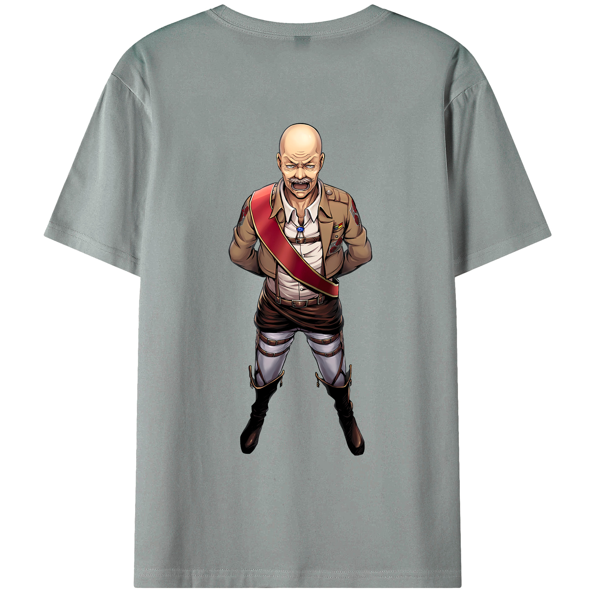 （画像用） 進撃の巨人 ドット·ピクシス Attack on Titan Dot Pixis 綿100％ メンズ半袖Tシャツ（バックプリント） 通気性